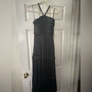 Aqua Black Halter Maxi Dress